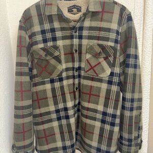 Men's Plaid Shirt Jacket - Olive, Navy, and Crimson